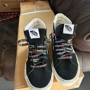 Vans Black High-Top Sneakers with Multicolor Laces